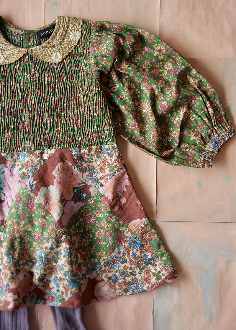봉주르다이어리,BONJOUR DIARY Tunique blouse with patchwork - Small