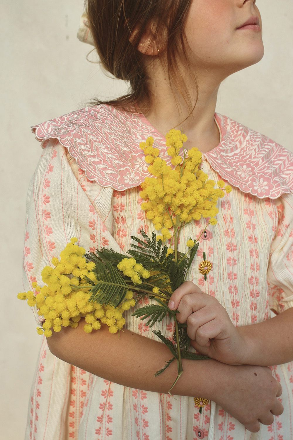 봉주르다이어리,BONJOUR DIARY TUNIQUE - Ecru Jacquard flowers튜닉 