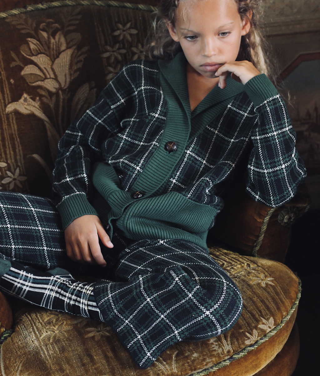 봉주르다이어리,BONJOUR DIARY Green checks pants체크 팬츠N63