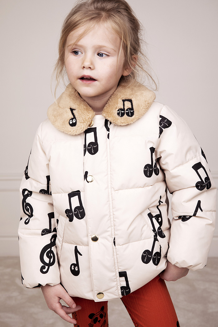 미니로디니,MINI RODINI Notes puffer jacket - Offwhite미니로디니